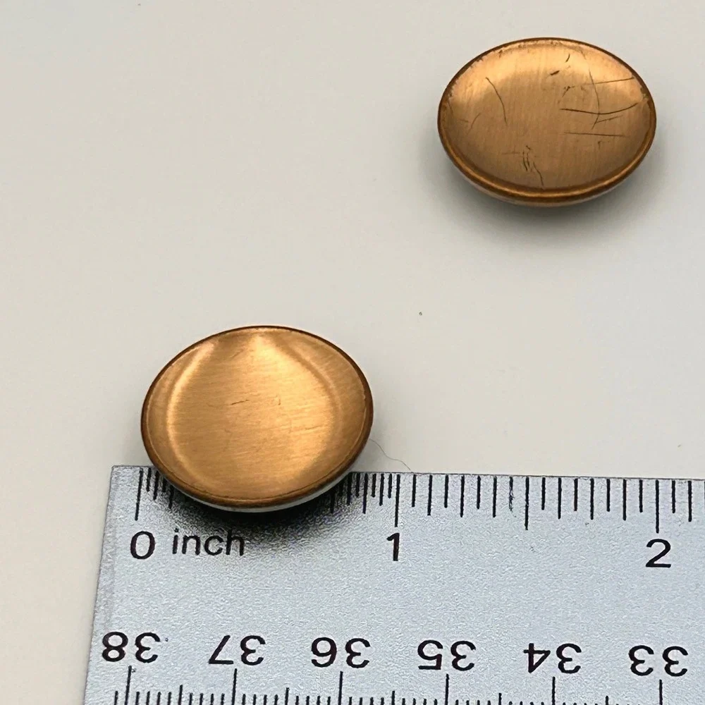 Vintage Round Concave Brushed Copper/Gold Tone Metal Shank Buttons Set of 2 0.8